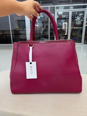 Fendi Magenta Leather shoulder bag and Top-Handle Satchel with Gold Trim